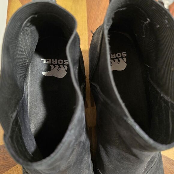 Sorel Cate Chelsea Boots Womens 6.5 Shoes Ankle Lug Leather Black Classic Heel - Picture 6 of 14